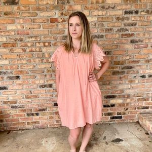 Who What Wear Coral Dress with Flutter Sleeve